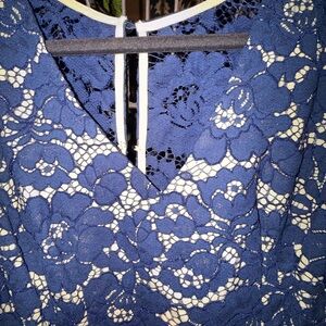 Vince Camuto Navy and Cream Lace Dress
